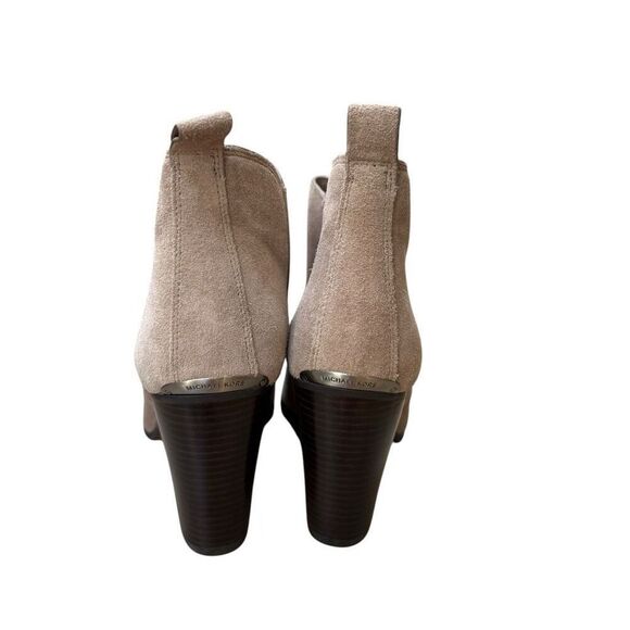 Michael Kors Brandy Chelsea Ankle Boots Womens Taupe Suede Block Heel Bootie Sz - Picture 5 of 9